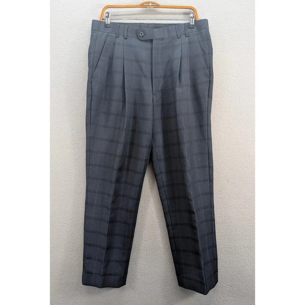 Zacchi Classico Italiana Men's 2pc Suit Grey Windowpane 38R Jacket 33 Pants